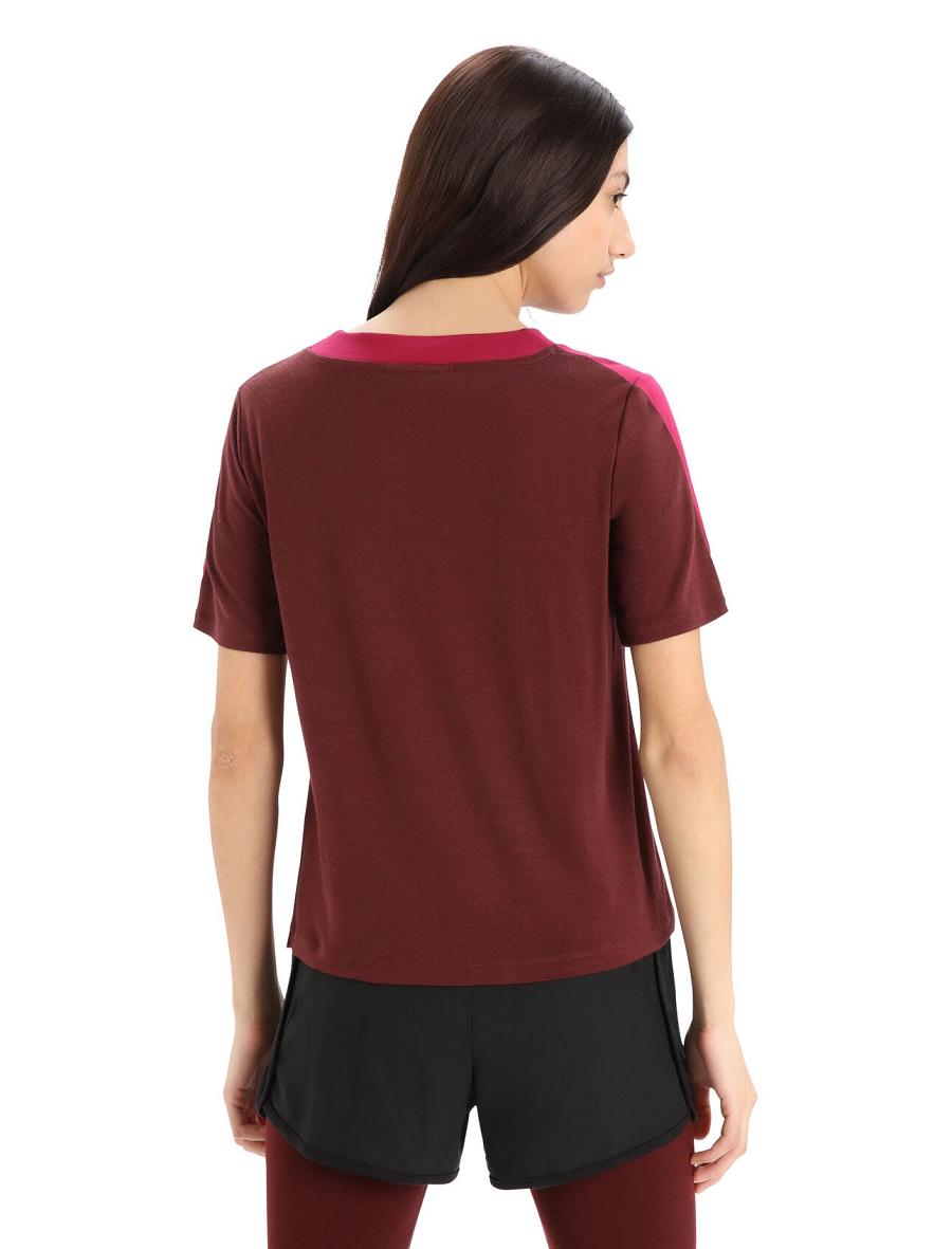 Cherry / Espresso Women's Icebreaker ZoneKnit™ Merino Short Sleeve Boxy T Shirts | USA 1588FDNM